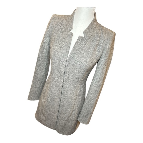 Zara Wool Frock Coat XS Gray Marl Inverted Lapel Winter Fall Overcoat Jacket - Picture 5 of 16